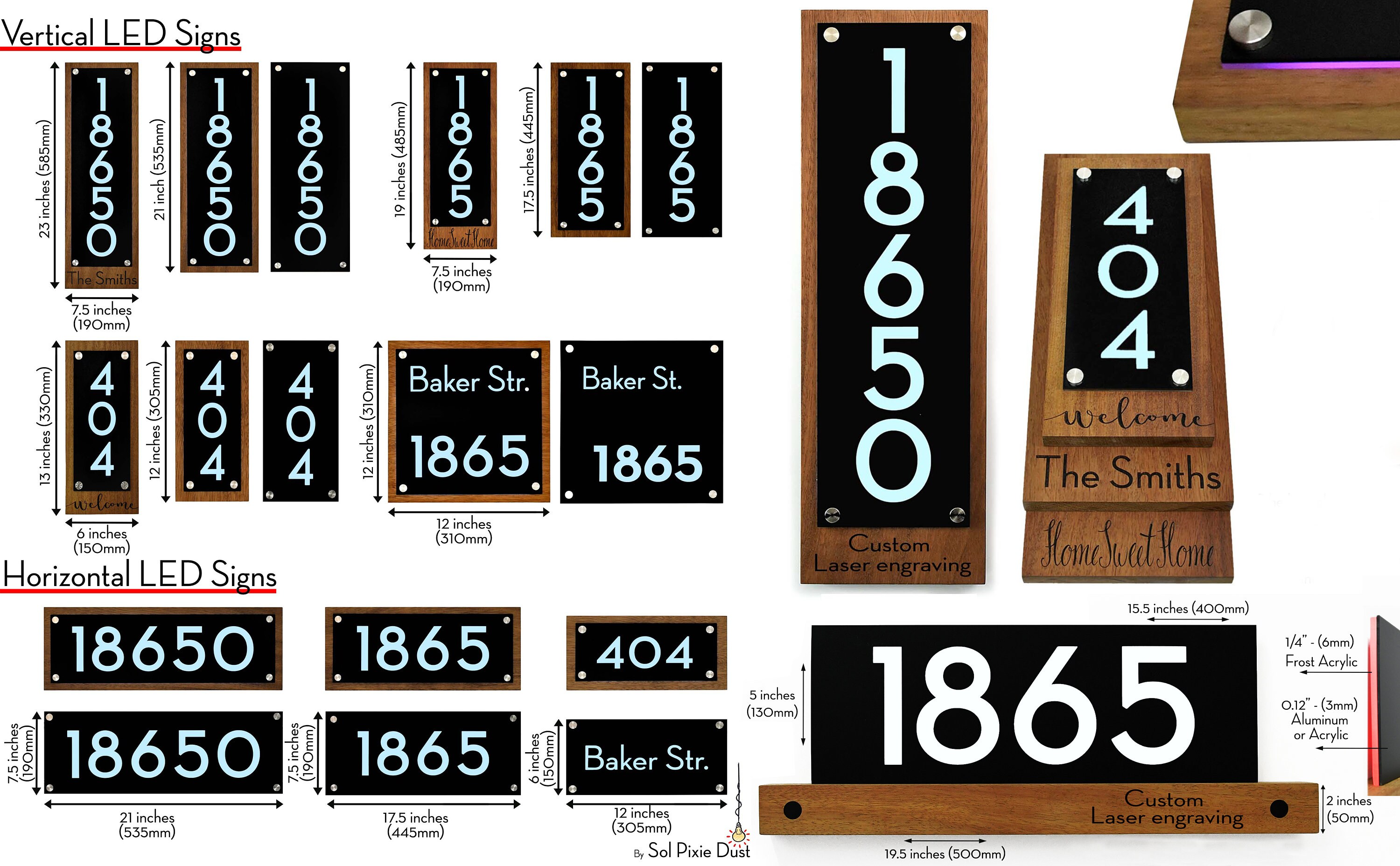 Modern Projecting House Numbers With LED Lights & Light Sensor - Black ...