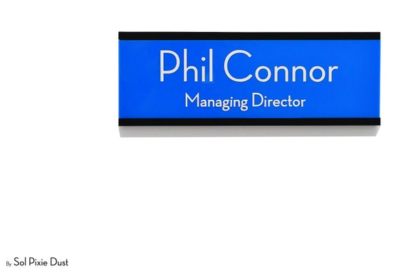 Office Door Name Plate Blue Acrylic Slide Plate Custom Wall | Etsy