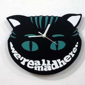 Cheshire Cat - We&#39;re all mad here - Alice Wall Clock