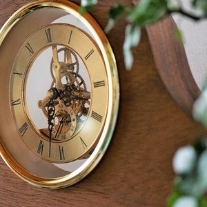 Wooden Mantel Clock Shelf Clock Fireplace Clock Skeleton Clock Housewarming Gift Personalized Family Name Clock Bedroom Decor Gold