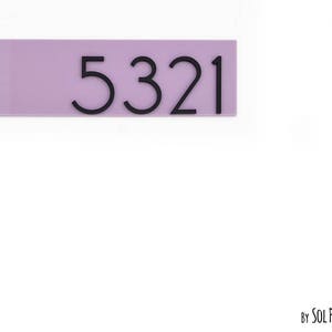 Interior Modern Number Plague - Purple with Black Acrylic - Contemporary Home Number Sign - Apartment door number - Hotel Room number