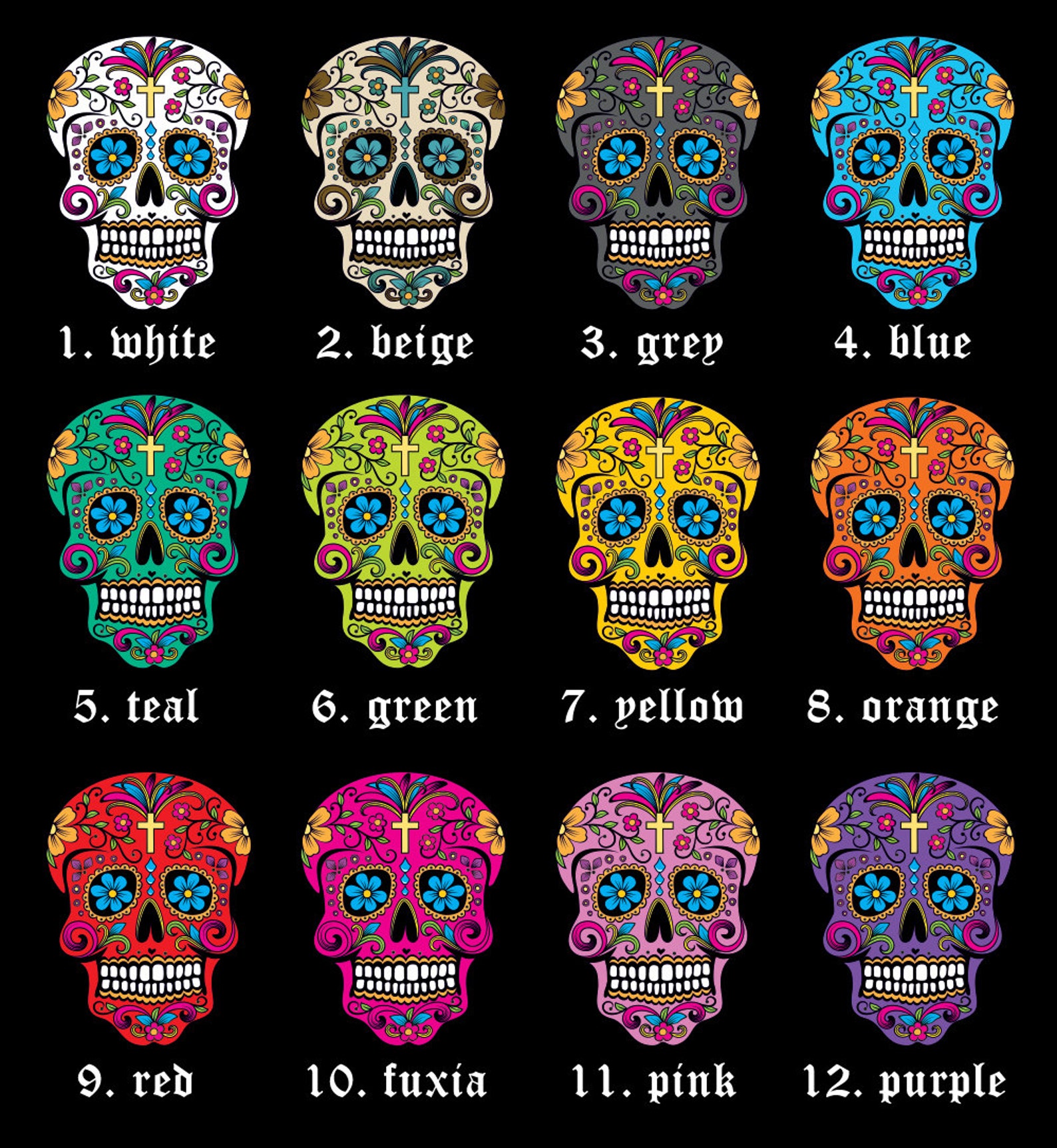 Red Sugar Skull - Day of the Dead -dia De Los Muertos - Calavera ...