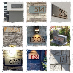 Modern House Numbers, Rectangle Concrete with Marine Plywood Contemporary Home Address Sign Plaque Door Number image 5