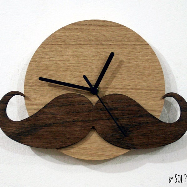 Hipster Moustache - Wooden Wall Clock