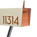 Contemporary Post Mounted Mailbox / Aluminum Ivory White Body and Red Oak Door and Numbers, Modern Design, Custom Mailbox, Mailnest Type 4 