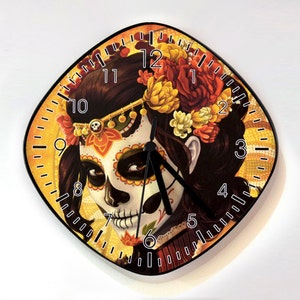 Day of the Dead Sugar Skull Catrina Calavera - Wall Clock