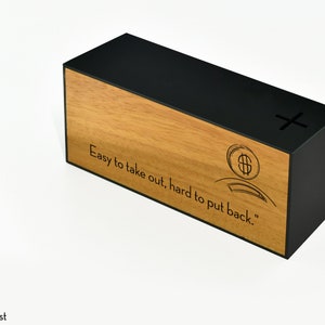 Wood Money Box - Personalized Gift Ideas - Money Bank - Fund Box - Cash Box for Bill - Coins Bank - Gift for Him - Custom Engraved Quotes