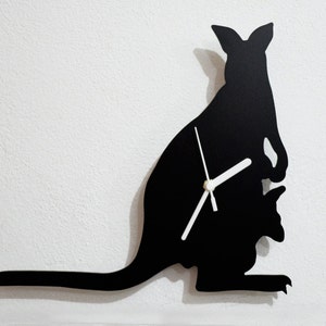 Kangaroo with Baby Silhouette - Wall Clock