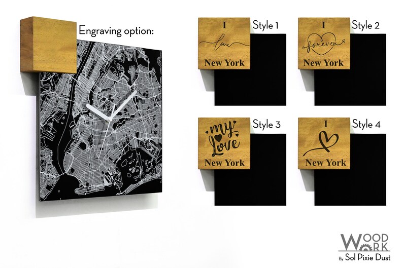 Wall Mount I love Dakar Laser Engraved City Road Map Custom Map Home Town Map Senegal Modern Square Black Aluminum Wall Clock