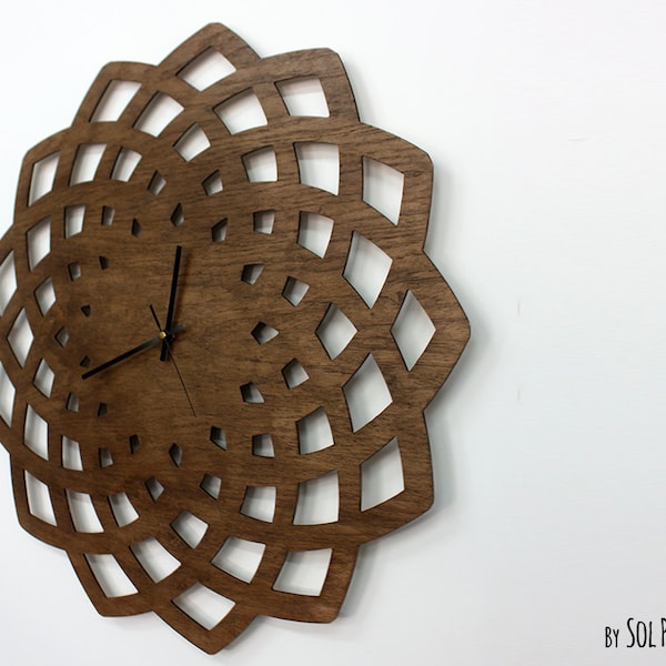 Huge Wooden Geometrical Star Silhouette - Wooden Wall Clock