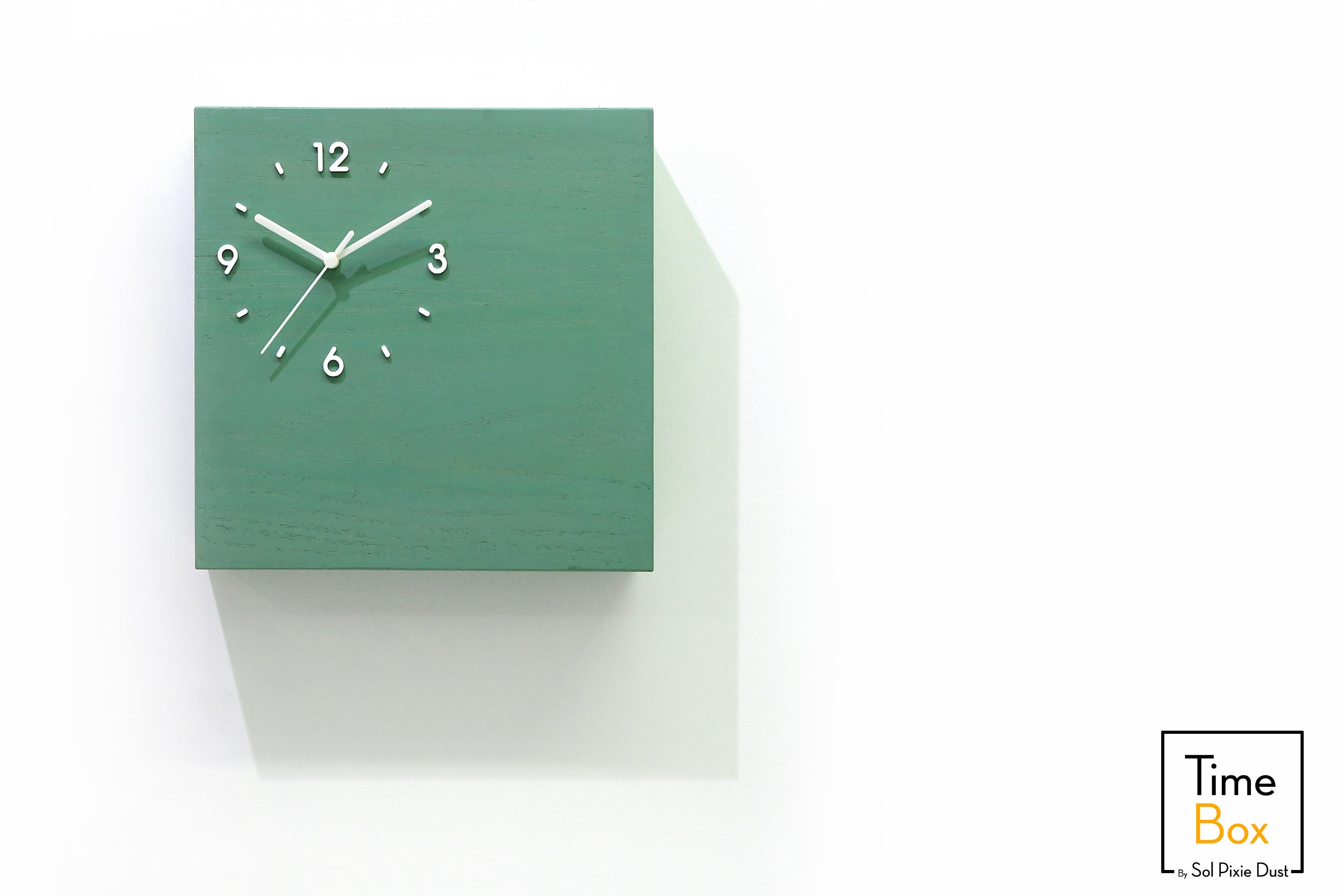 Time Clock Box Wooden Time Box Clock - Secret Compartment - Turquoise Chalk - Pendulum ...
