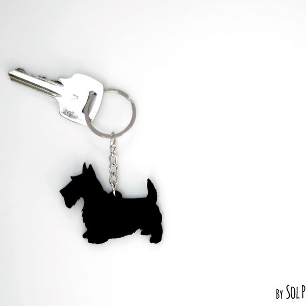 Silhouette de porte-clés chien terrier écossais