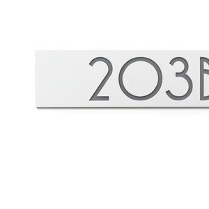 Modern Number Plague - White with Gray Acrylic - Contemporary Home Number Sign - Apartment door number - Hotel Room number - Door Label