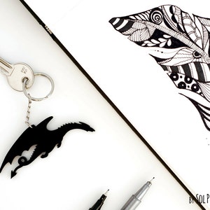 Key ring - Flying Dragon Silhouette