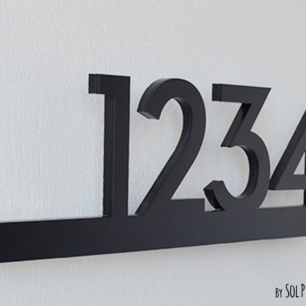 Modern House Numbers - Black Acrylic - Contemporary Home Address - Underline Sign - Apartment - Hotel Room Numbers - Optional LED Backlit