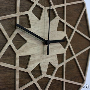 Wooden Geometrical Star Silhouette - Wooden Wall Clock