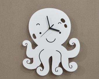 Octopus Kids Cartoon Silhouette - Wall Clock