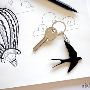 Key chain Swallow Silhouette