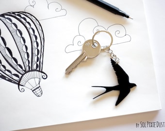 Key chain Swallow Silhouette