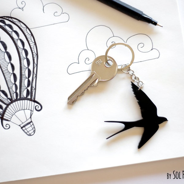 Key chain Swallow Silhouette