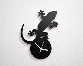 Salamander Gecko Lizard Silhouette - Wall Clock