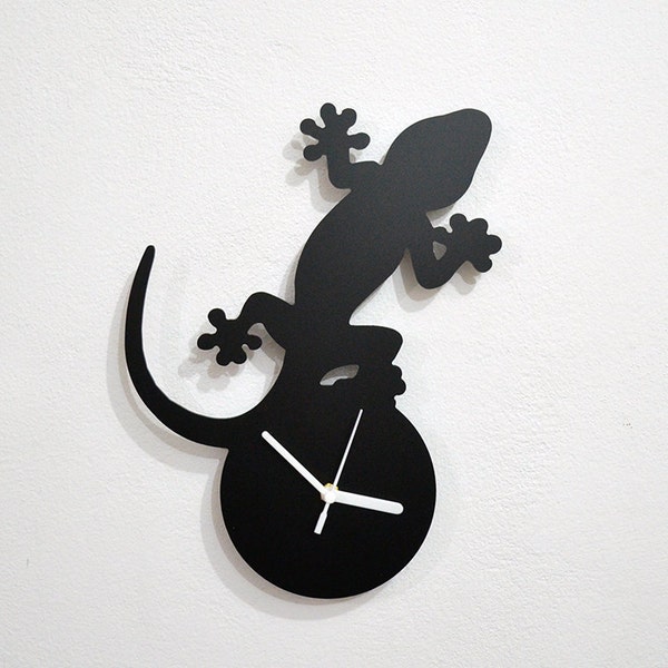 Silhouette de lézard gecko salamandre - Horloge murale