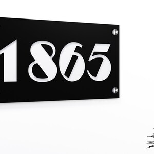 Italic Modern House Numbers - Rectangle White with Black Acrylic - Contemporary Home Address - Sign Plaque - Door Number - Hotel Numbers