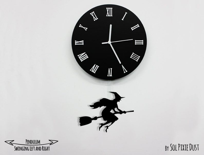 Halloween Witch Swinging on the Moon Wall Clock With - Etsy