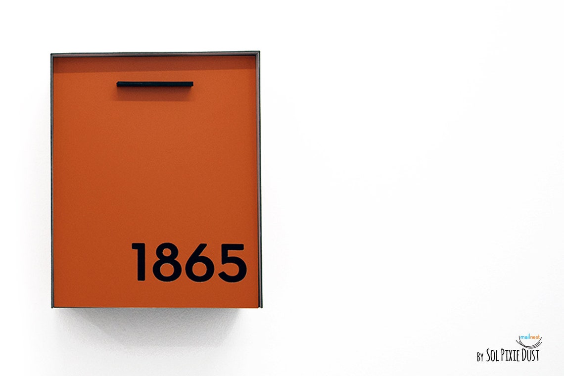 Mailbox With Orange Aluminum Face and Body and Black Acrylic - Etsy