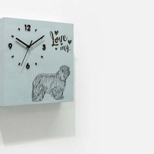 Wooden Time Box Clock - Duck Egg Chalk Komondor Dog - Secret Compartment - Pendulum Clock - Custom Dog Gift - Pet Lover - Dog Owner Gift