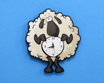 Dessin animé mignon petit mouton - Horloge murale