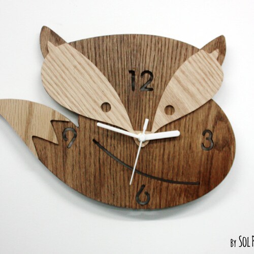 Fox Wooden Wall Clock Kids Nursery Room Teens Room Baby Etsy