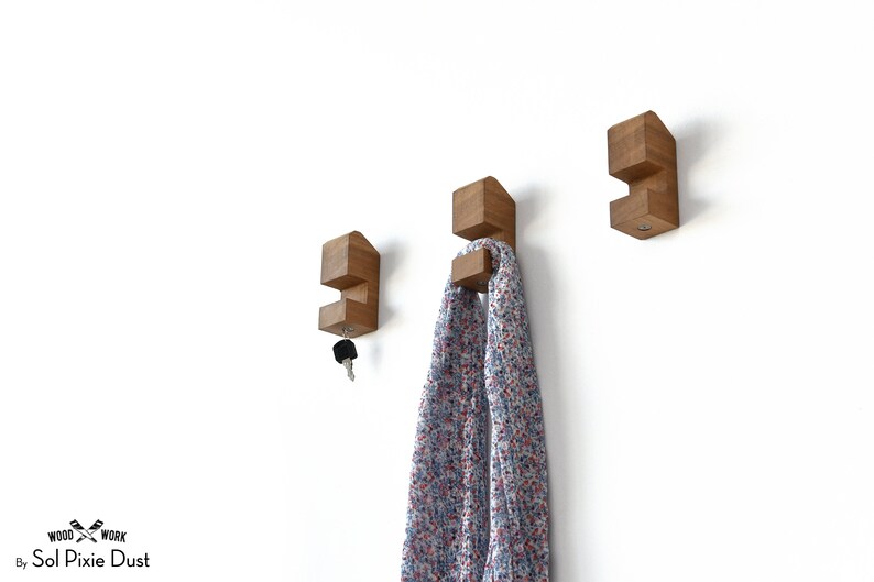 Modern Wooden Wall Pegs Coat Hook Solid African Teak Etsy UK