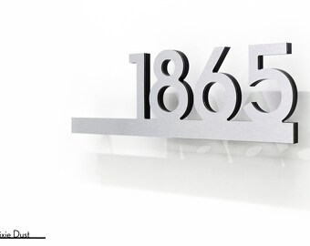 Modern House Numbers - Brush Silver Aluminum with Black Acrylic - Contemporary Home Address - Underline - Apartment Door Number - Hotel Room