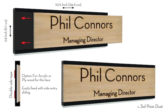 Office Door Name Plate - Orange Acrylic Slide Plate- Custom Wall