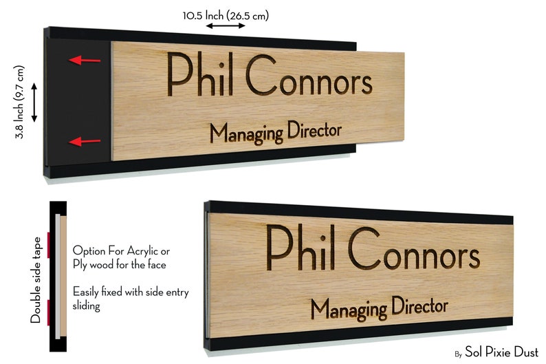 Style 3 Door Name Sign White Acrylic Slide Plate- Custom Wall Mounted Name Label Business Office Sign Office Door Name Plate