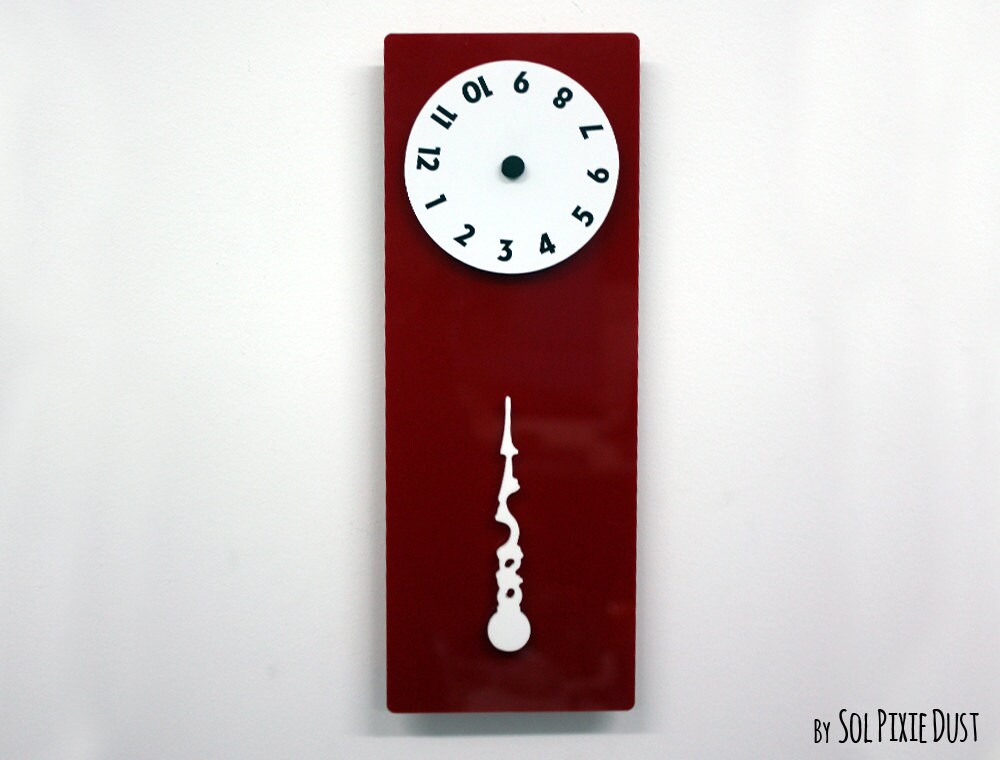 Stable Hand, Rotating Numbers - Red Wall Clock - Etsy
