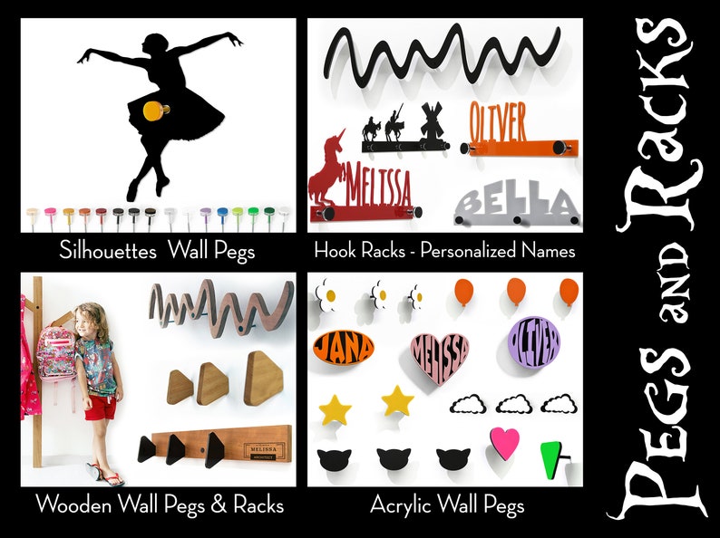 Custom Name Wall Hook Oval Orange Personalized Wall Peg Kids Room Decor