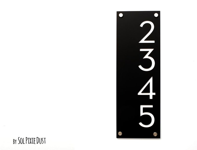 Modern House Numbers Black Acrylic With White Acrylic Etsy