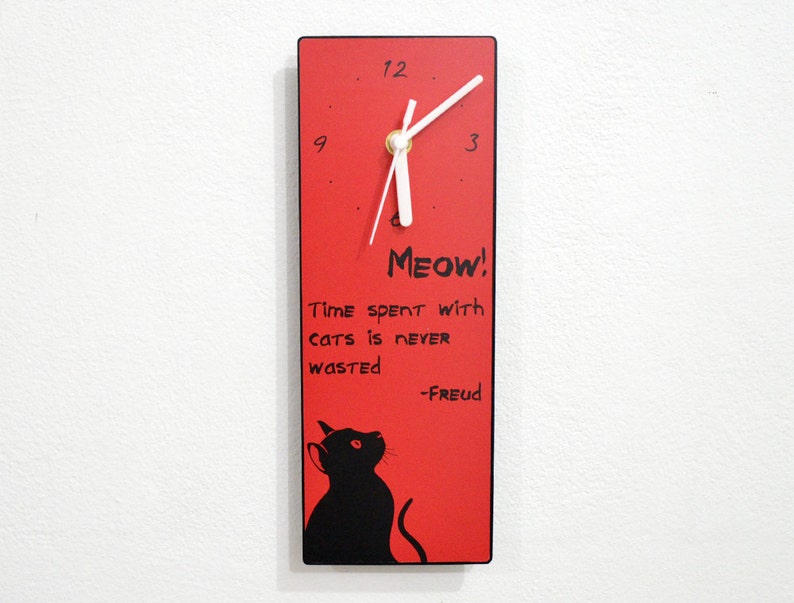 Time spent with cats is never time wasted Quotes Freud Meow Wall Clock image 1