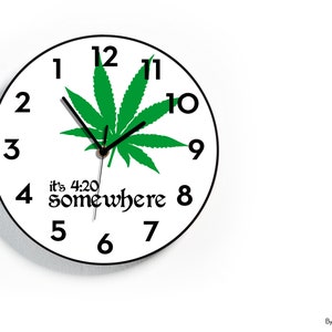 Reverse Wall Clock - Marijuana it's 4:20 somewhere - Backwards running Time - Counterclockwise Clock - Funny Gift Idea - RGB LED 5V Option