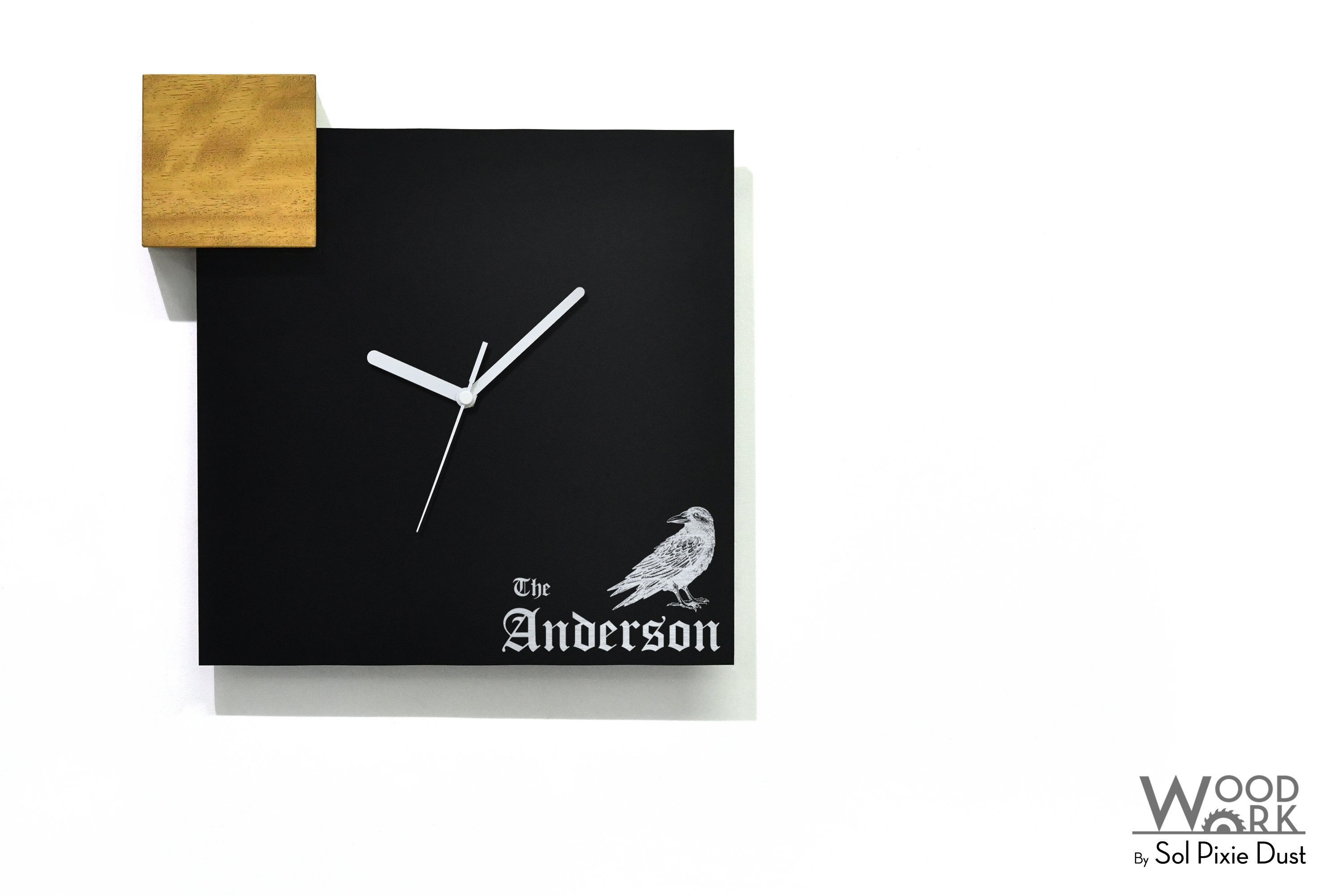 Modern Square Black Aluminum Wall Clock With Fiber Laser Engraving ...