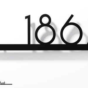 Moderne Hausnummern im Bauhaus-Stil – Schwarz mit schwarzem Acryl – Zeitgenössische Wohnadresse – Nummernschild unterstreichen – Türnummer – Zimmernummer