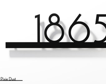 Bauhaus Modern House Numbers - Black with Black Acrylic - Contemporary Home Address - Underline Numbers Sign - Door Number - Room Number