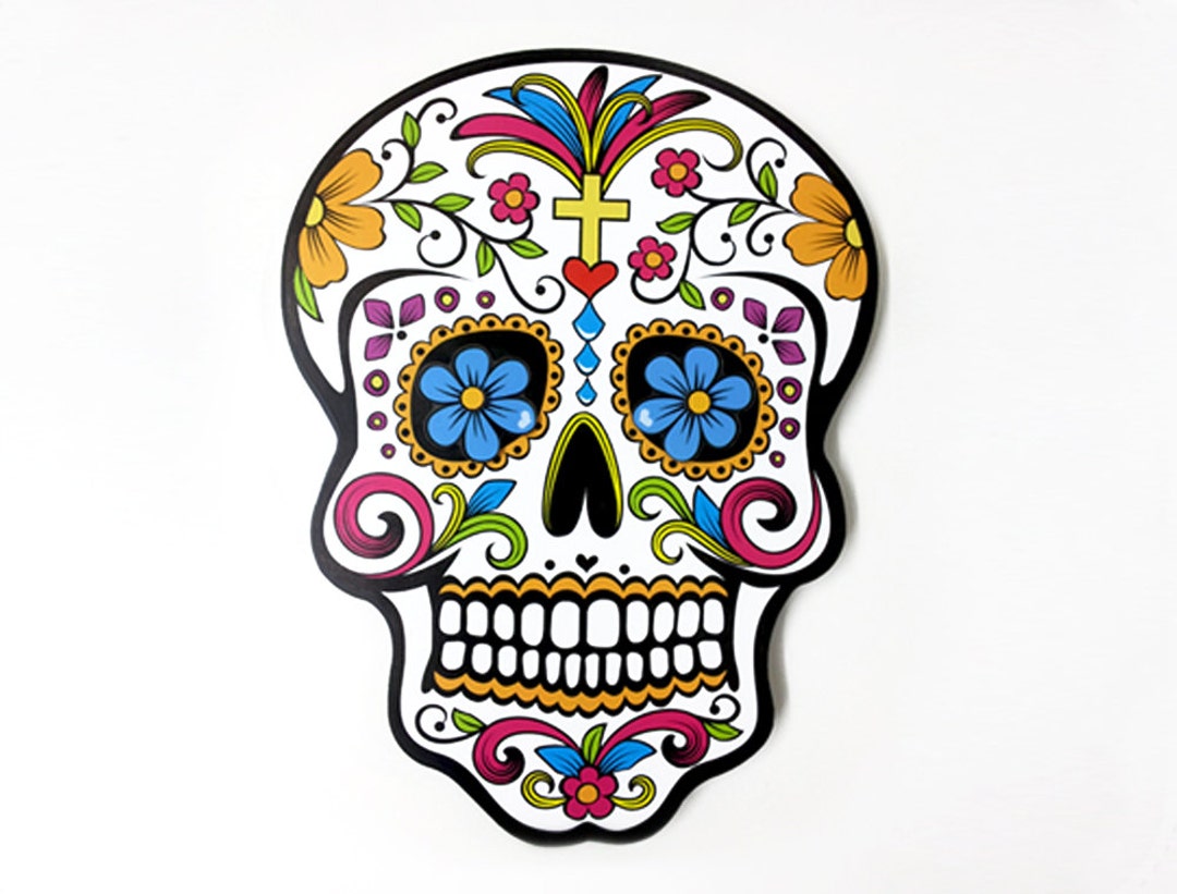 Big White Sugar Skull Day of the Dead dia De Los Muertos Calavera Wall ...