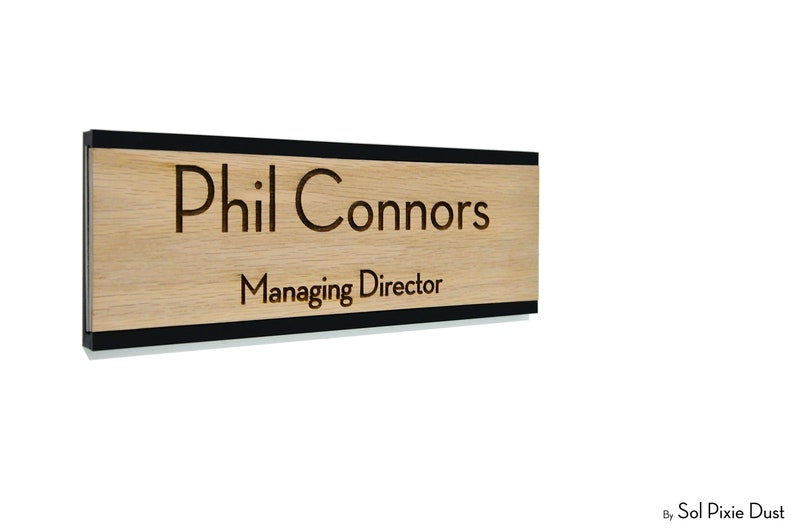 Office Door Name Plate Natural Plywood Slide Plate Custom Etsy