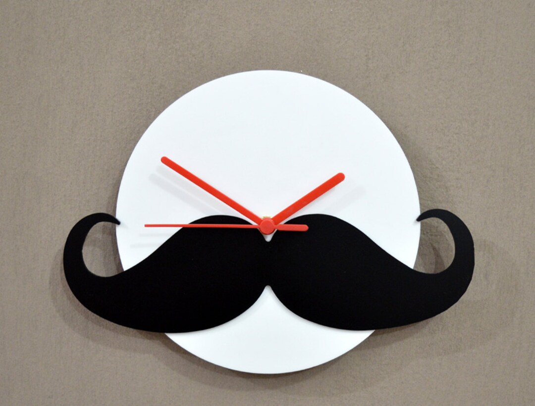 Hipster Moustache - Black & White - Wall Clock - Etsy