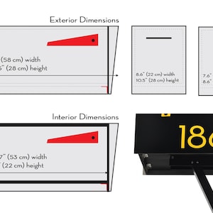 Contemporary Post Mounted Mailbox, Aluminum Black Body with Aluminum Red Oak Door and Underline Numbers, Modern Custom Design Mailbox Type 4 image 10