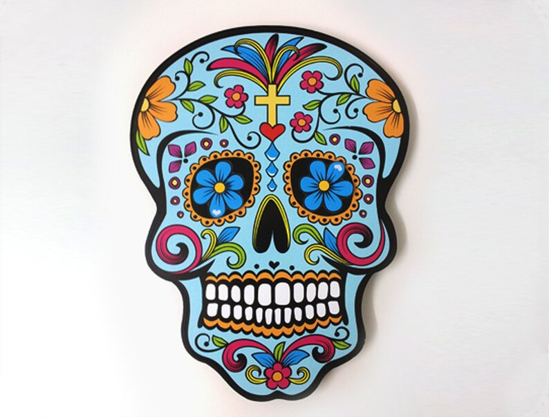 Big Blue Sugar Skull Day of the Dead dia De Los Muertos - Etsy