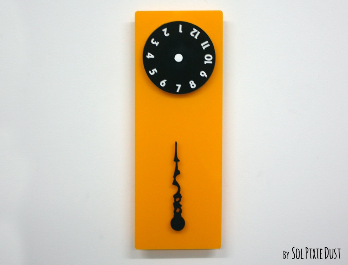Stable Hand, Rotating Numbers - Yellow Wall Clock - Etsy
